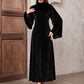 Elegantes Samt-Maxi-Kleid mit Glockenärmeln