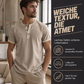🌿 Kurzärmeliges, atmungsaktives Henley-Shirt mit Kontrast