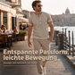 🌿 Kurzärmeliges, atmungsaktives Henley-Shirt mit Kontrast