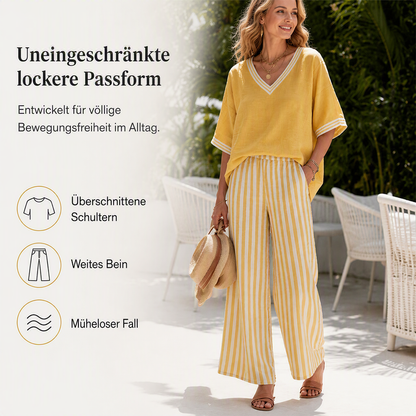 Zweiteiliges Freizeit-Set für Damen mit Streifenmuster