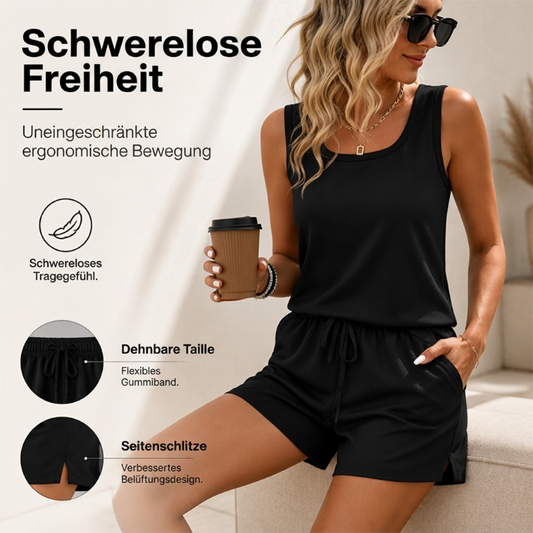 Set aus einem lässigen Tanktop und Shorts mit Kordelzug für Damen