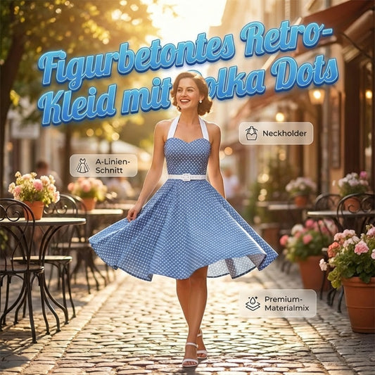 Damen Neckholder-Swingkleid mit Polka Dots im Retro-Look