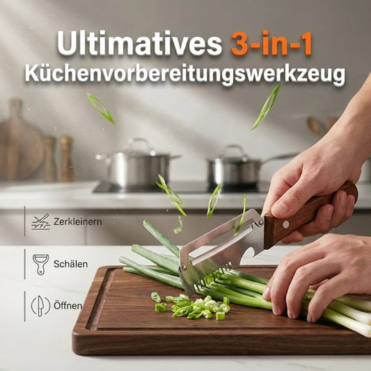🧄 1 KAUFEN, 1 GRATIS! ✨ 3-in-1 Küchenhelfer – Frühlingszwiebelschneider, Schäler, Flaschenöffner ⚙️