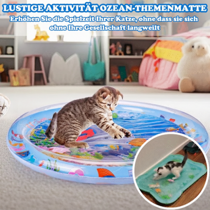😻Wassermatte für Haustiere – interaktives Spielzeug mit schwimmenden Fischen + kühlende Sommermatte