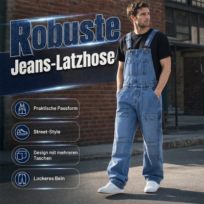 👖 Klassischer Jeansoverall für Herren mit verstellbaren Trägern