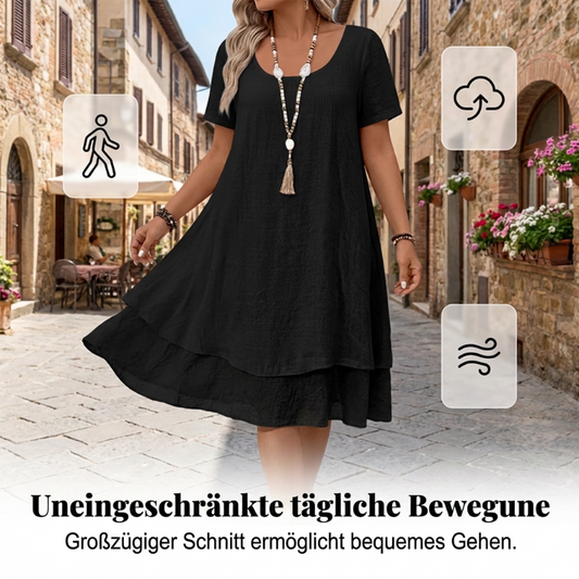 Damen lässiges locker sitzendes Kurzarmkleid