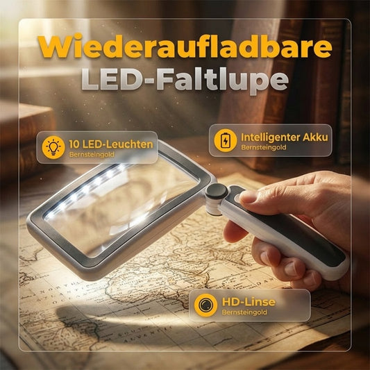 🔍 LED-Leselupe – 4-fache Vergrößerung, klappbar, für Menschen mit Sehbehinderung 👵✨