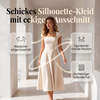⚡ Heute halber Preis! Elegantes A-Linien-Kleid für Damen mit quadratischem Ausschnitt, schmal geschnitten, langes Kleid