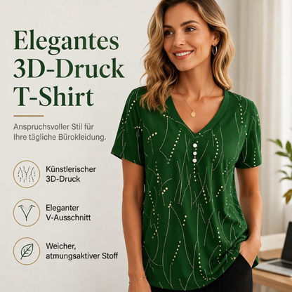 Elegantes bedrucktes Damen-Top mit V-Ausschnitt