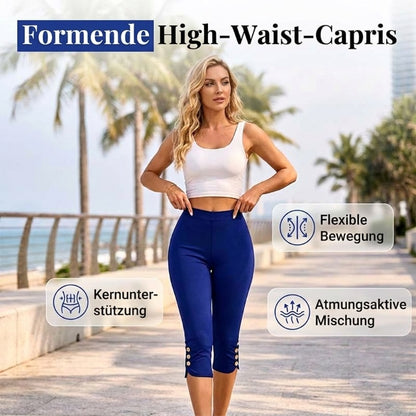 👖 Letzter Tag 50 % RABATT! ✨ Figurformende Stretch-Caprihose – hohe Taille, 4-Wege-Stretch, elegante Details 🌼