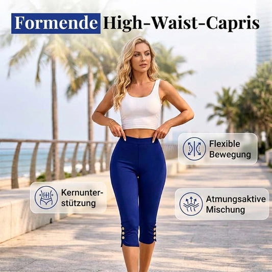 👖 Letzter Tag 50 % RABATT! ✨ Figurformende Stretch-Caprihose – hohe Taille, 4-Wege-Stretch, elegante Details 🌼