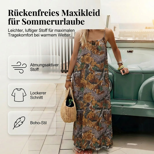 Sommerliches rückenfreies Damen-Maxikleid mit Spaghettiträgern