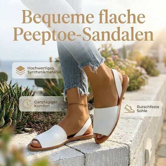 Damen flache Sandalen mit offenem Zehenbereich und Slingback
