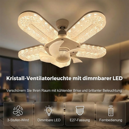 LED-Lüfterleuchte mit 5 Flügeln und Kristall-Effekt