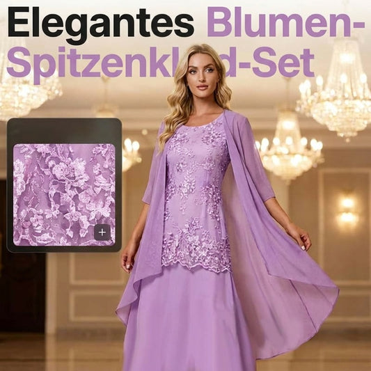 Set aus knielangem Abendkleid und Strickjacke für Damen