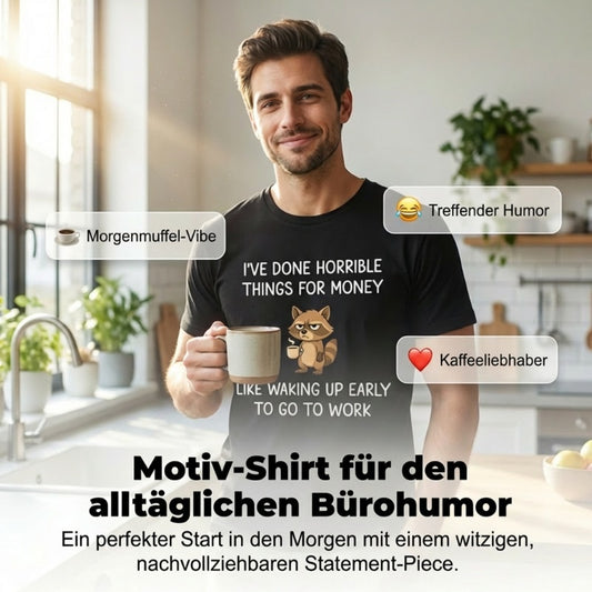Lustiges Unisex T-Shirt mit Waschbär-Motiv