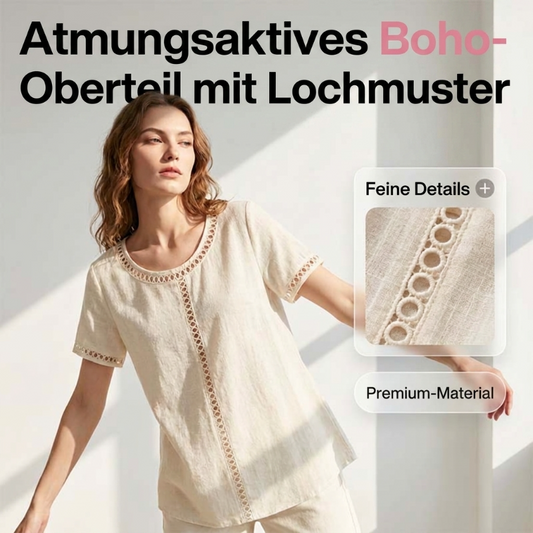 👚50% RABATT JETZT HALBER PREIS🌼🔥 Lässiges Boho-Ausschnitt-Oberteil für Damen ☁️