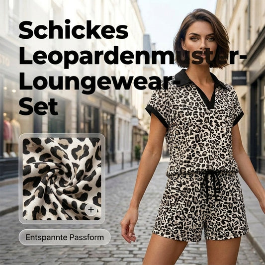 Schickes Damen-Set mit Leopardenmuster: Oberteil und Shorts