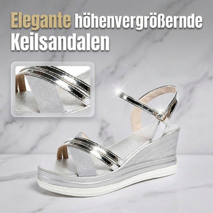 Damen Sandalen mit Keilabsatz und Fesselriemen