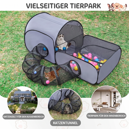 🐱 50% RABATT! 🏠 Vielseitiges Katzenhaus mit Zaun – Atmungsaktiv, waschbar & faltbar – Perfekt als Rückzugsort, Spielbereich oder Wurfkiste – gemütlich & praktisch 🐾✨