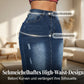 Damen-Jeansrock mit hoher Taille und ausgefranstem Saum