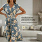 Damen-Midikleid mit V-Ausschnitt, Blumenmuster und Knopfleiste