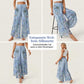 Bedruckte Damenhose mit weitem Bein und Kordelzug
