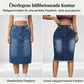 Damen-Jeansrock mit hoher Taille und ausgefranstem Saum