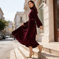 Elegantes Samt-Maxi-Kleid mit Glockenärmeln