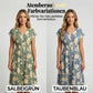 Damen-Midikleid mit V-Ausschnitt, Blumenmuster und Knopfleiste