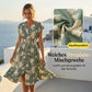 Damen-Midikleid mit V-Ausschnitt, Blumenmuster und Knopfleiste