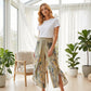 🌸👖Damenhose mit Blumenmuster, hoher Taille und weitem Bein