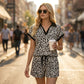 Schickes Damen-Set mit Leopardenmuster: Oberteil und Shorts
