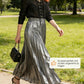 Schimmernder Damen Plissee-Midirock in Metallic-Optik