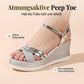 Damen Sandalen mit Keilabsatz und Fesselriemen