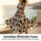 Maxikleid mit Blumenmuster, V-Ausschnitt und geraffter Taille