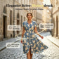 Damen-Midikleid mit V-Ausschnitt, Blumenmuster und Knopfleiste