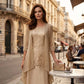 Set aus knielangem Abendkleid und Strickjacke für Damen