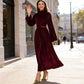 Elegantes Samt-Maxi-Kleid mit Glockenärmeln
