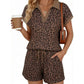 Schickes Damen-Set mit Leopardenmuster: Oberteil und Shorts