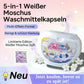 🌸🧺 5-in-1 Waschmittelkapseln mit weißem Moschus – entfernt Flecken & schont Fasern ✨💧 80 Stück, langanhaltend frisch, ideal für Haushalt & Reise.