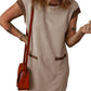 😍 VERKAUF am letzten Tag 50% OFF 💥 2025 Neue Frauen Casual Cap Sleeve Color Block Shift Tshirt Kleid mit Taschen(2 kostenloser Versand kaufen)