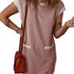 😍 VERKAUF am letzten Tag 50% OFF 💥 2025 Neue Frauen Casual Cap Sleeve Color Block Shift Tshirt Kleid mit Taschen(2 kostenloser Versand kaufen)