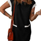 😍 VERKAUF am letzten Tag 50% OFF 💥 2025 Neue Frauen Casual Cap Sleeve Color Block Shift Tshirt Kleid mit Taschen(2 kostenloser Versand kaufen)