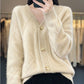 💫💫[Geschenk für Frauen] Frauen lose slouchy Faux Kaschmir Knopf vorne Strickjacke Pullover