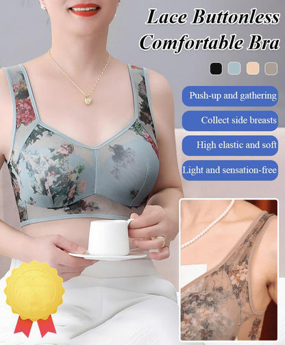 [Rich Women Wear] Bequemer No-Button-BH mit Spitze