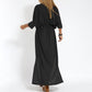 🎁 2025 Early Summer Hot Sale 🎁Elegantes Maxikleid mit hoher Taille und V-Ausschnitt in Uni-Farbe