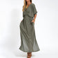 🎁 2025 Early Summer Hot Sale 🎁Elegantes Maxikleid mit hoher Taille und V-Ausschnitt in Uni-Farbe