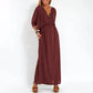 🎁 2025 Early Summer Hot Sale 🎁Elegantes Maxikleid mit hoher Taille und V-Ausschnitt in Uni-Farbe