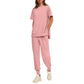 Lässiges, locker sitzendes zweiteiliges Trainingsanzug-Set für Damen aus T-Shirt und Hose